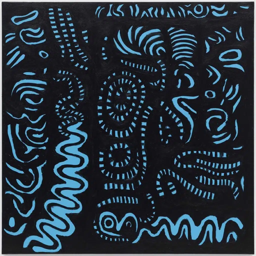 Yayoi Kusama, A SCENE I PAINTED ON CHANCING UPON MY OWN DEATH, 2020. Acrylic on canvas, 39 3/8 x 39 3/8 inches (100 x 100 cm).