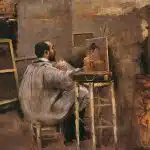 Pintor no Atelier, Paris, França, de Arthur Timótheo da Costa, em 1910