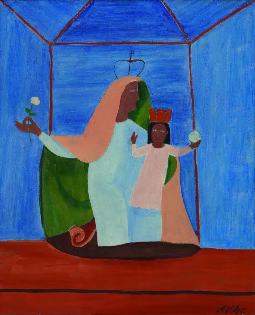 Sem título (Madona com menino), Alfredo Volpi, 1947, Têmpera sobre tela, 73 x 60 cm, Coleção Orandi Momesso, São Paulo